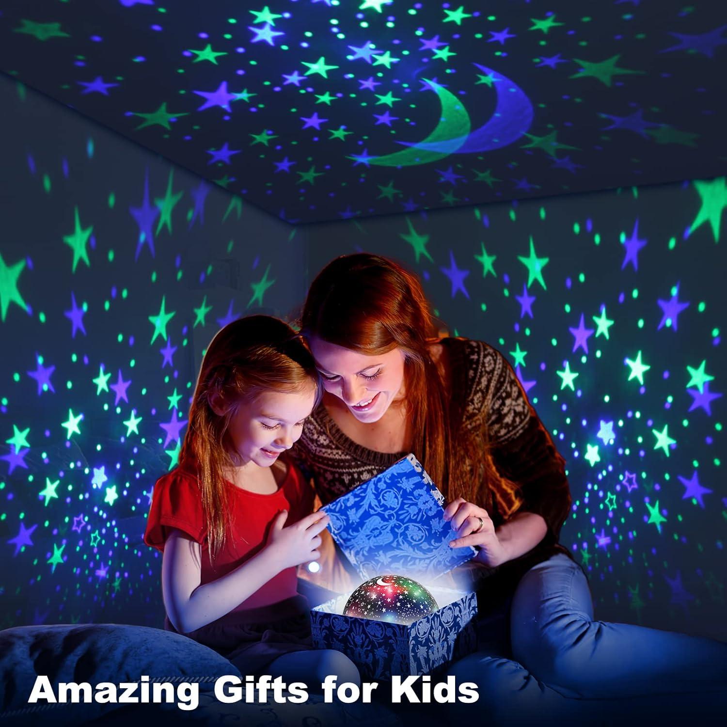 Night Light for Kids Girls Boys Star Projector White Noise Sound Machine Baby Sleep Soother Nursery Bedroom Children Bedside Lamp with Music Adapter Timer Remote Control