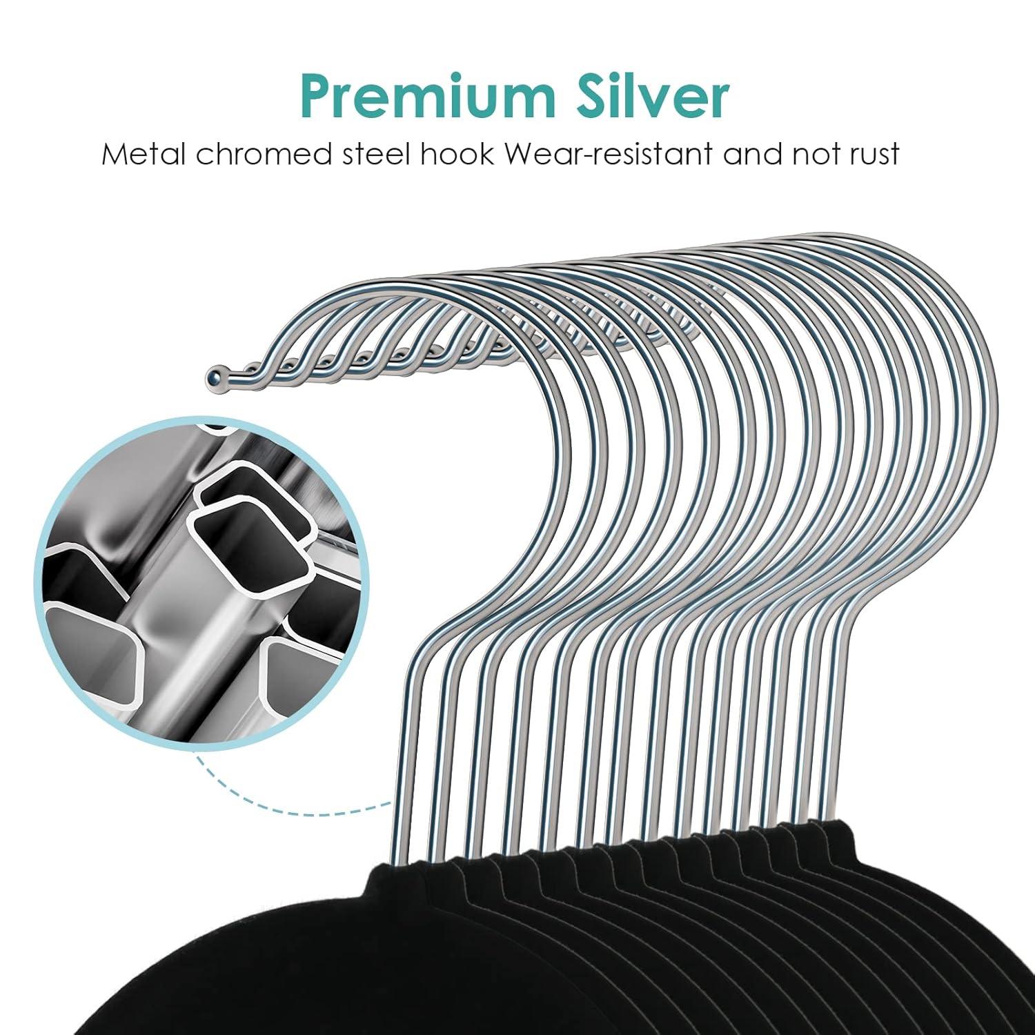 Simplify Slim Velvet Clothes Hangers | 50 Pack | Non-Slip | Shirts | Suit | Pants | Dresses | Garments | Closet Storage & Organization | Durable | Black