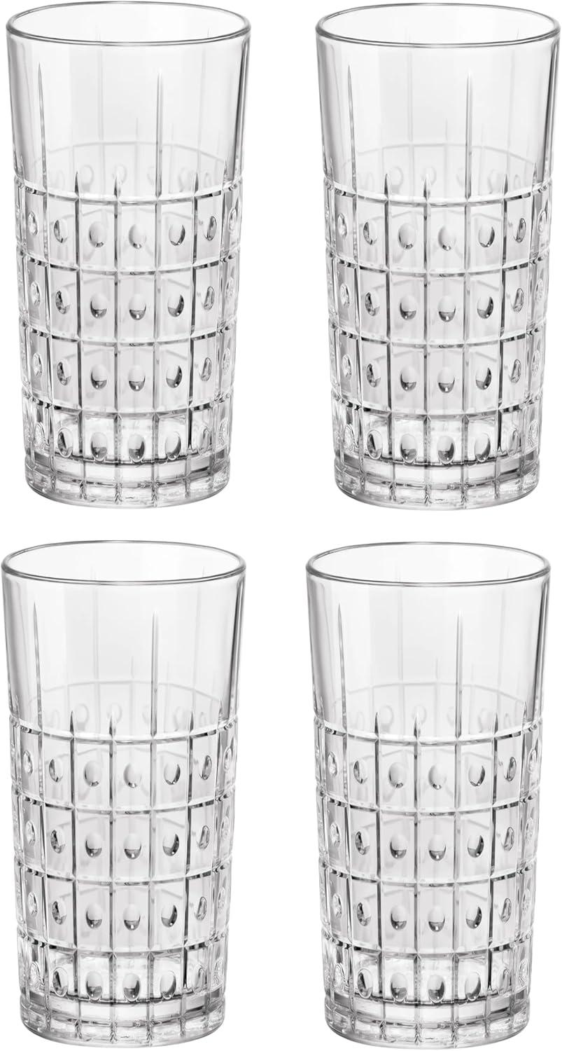 Este Clear Crystalized Stemless Highball Glass Set of 4