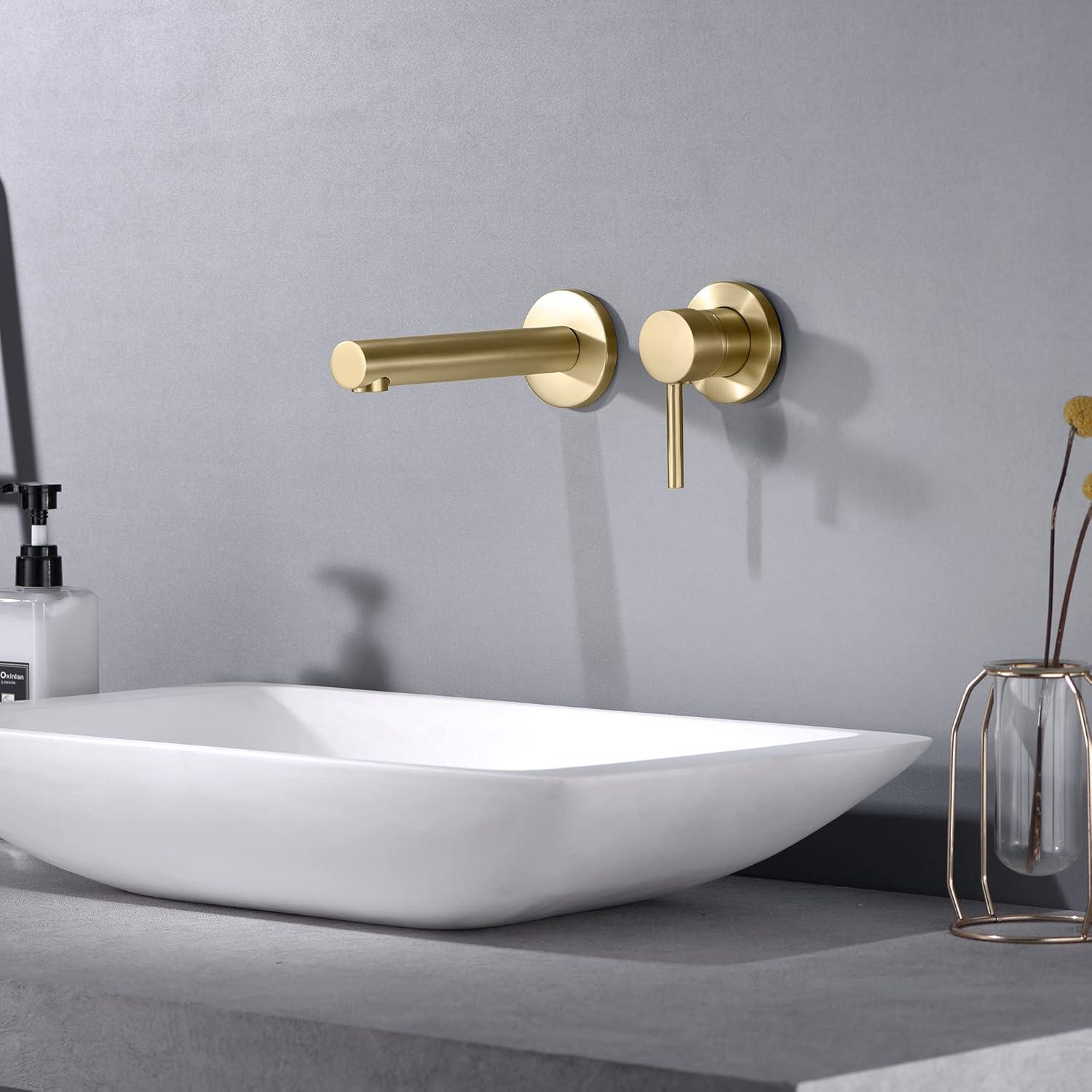 Bathroom Sink Faucet, Ssingle Handle Wall Mount Lavatory Faucet, Bathroom Vanity Faucet With Brass Rough-in Valve