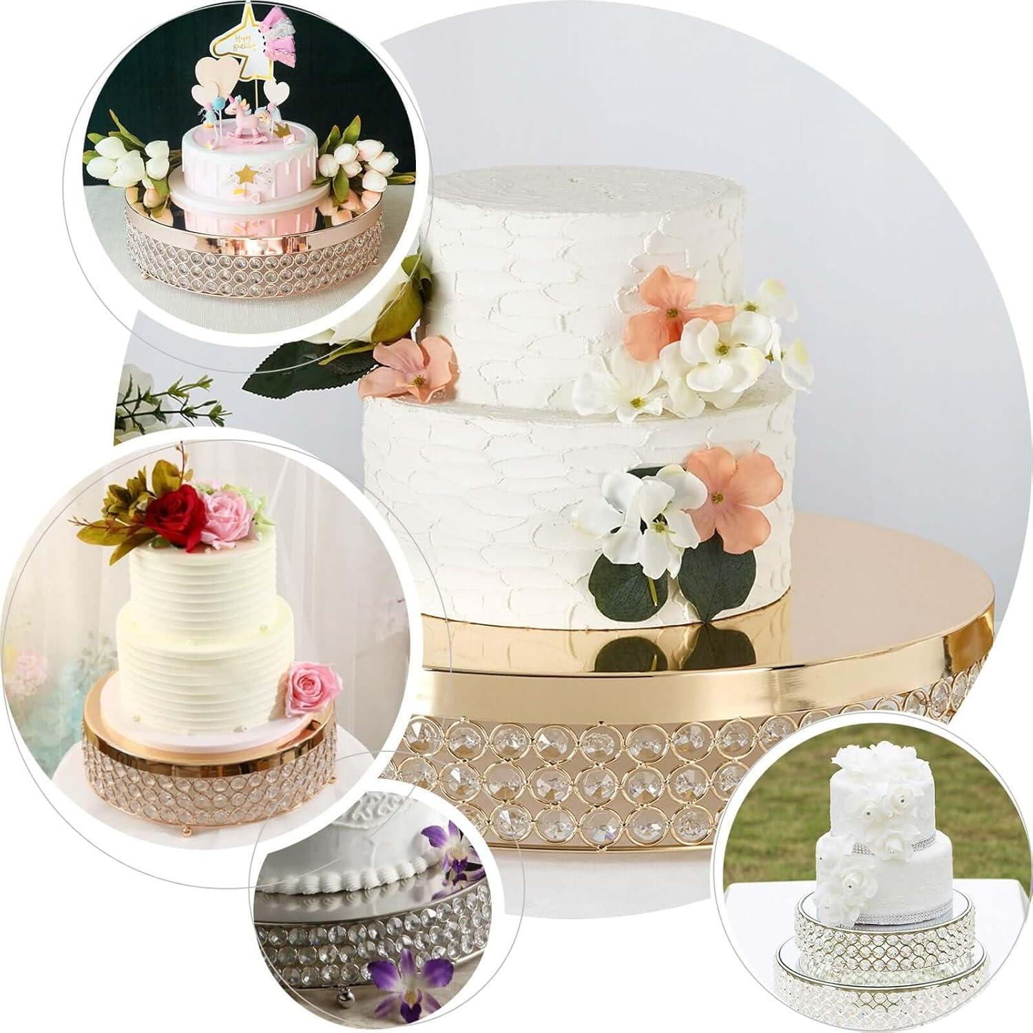 Efavormart 13" Blush/Rose Gold Crystal Beaded Metal Cake Stand Pedestal, Cupcake Display, Dessert Riser