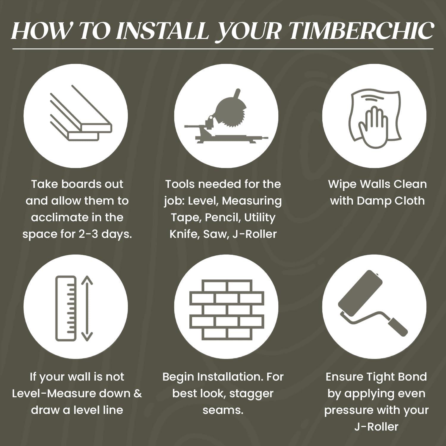 TIMBERCHiC Barnwood Textured Wall Planks - Made in USA, Peel-and-Stick Panels for Interior Decor, DIY Accent Wall Panels, Blackened (4" x 10 Sq Ft)