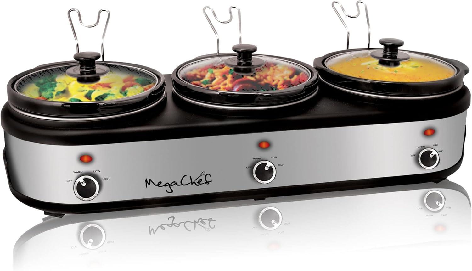 Mega Chef Mega Chef 2.5 Qt. Triple Slow Cooker and Buffet Server