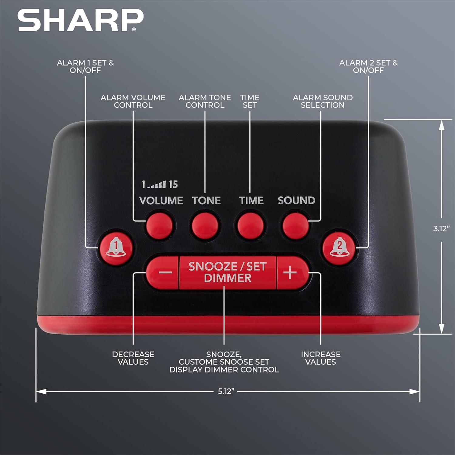 Sharp Super Loud Alarm Clock for Heavy Sleepers, 6 Extremely Loud Wake Up Sounds - up to 115db Volume