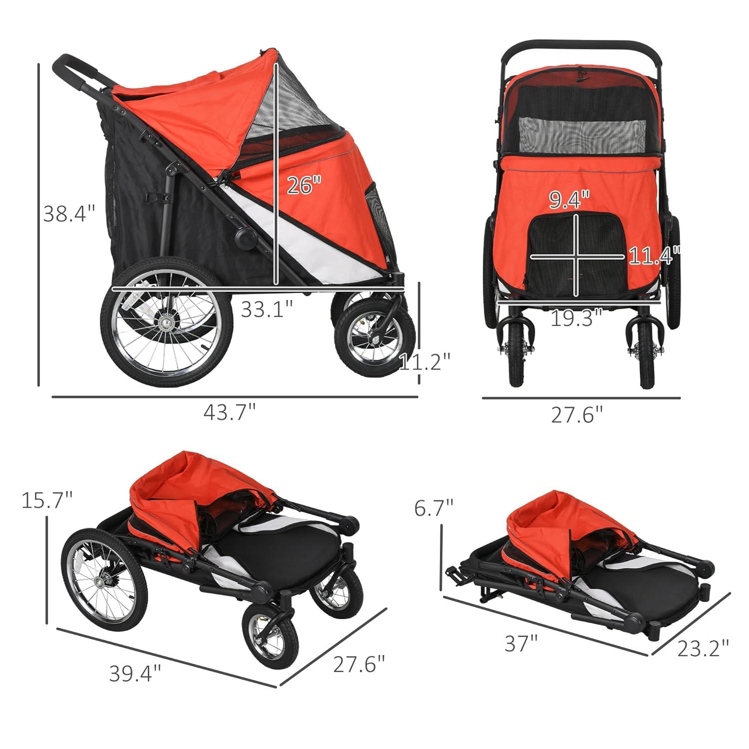 Pet Stroller for Medium and Large Dogs and Cats,Easy Fold Dog Stroller with Storage Bags,for Outdoor