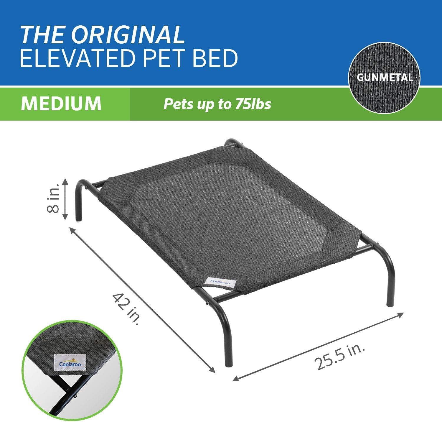 Coolaroo The Original Cooling Elevated Dog Bed, Indoor and Outdoor, Medium, Gunmetal