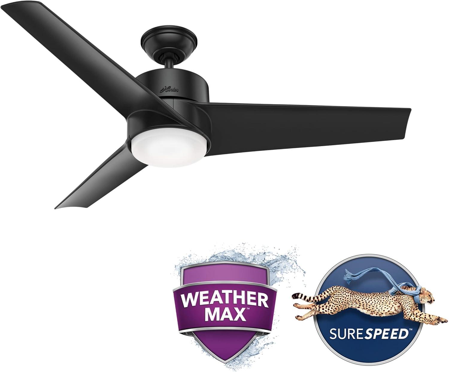 54" Havoc 3 - Blade Outdoor LED Standard Ceiling Fan with Wall Control and Light Kit Included