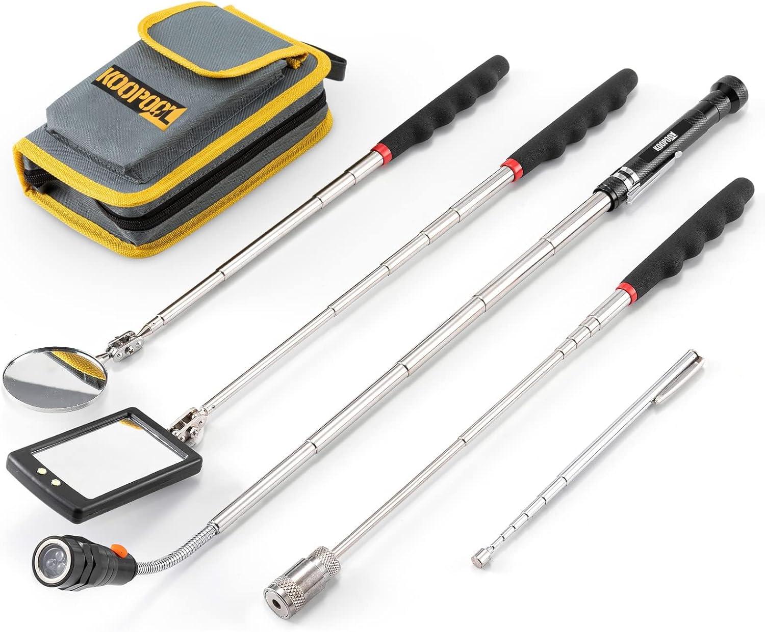 Telescoping Magnetic Pickup Tool with Strong Pull Force: Non-Slip Extendable Magnet Pickup Tool: Telescopic Magnetic Pick-Up Tool with Extra Strong Magnet: Extendable Magnet Stick (Yellow)