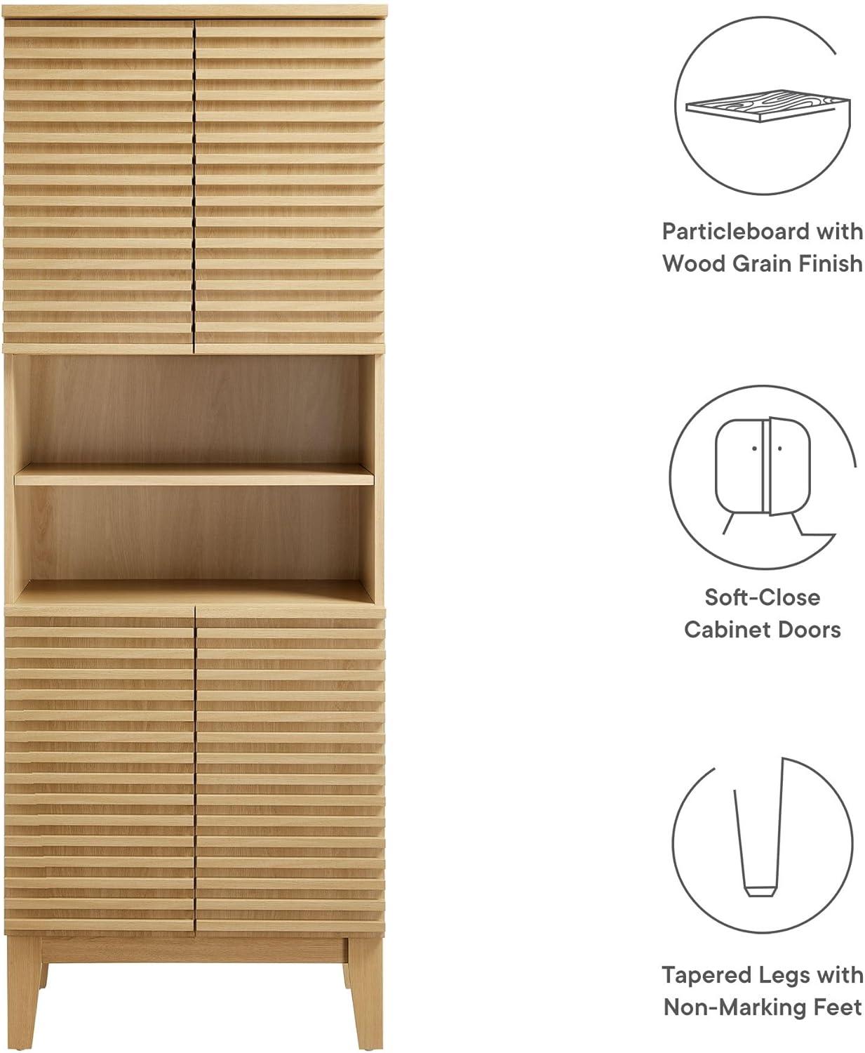 Render Tall Bathroom Storage Cabinet in Oak