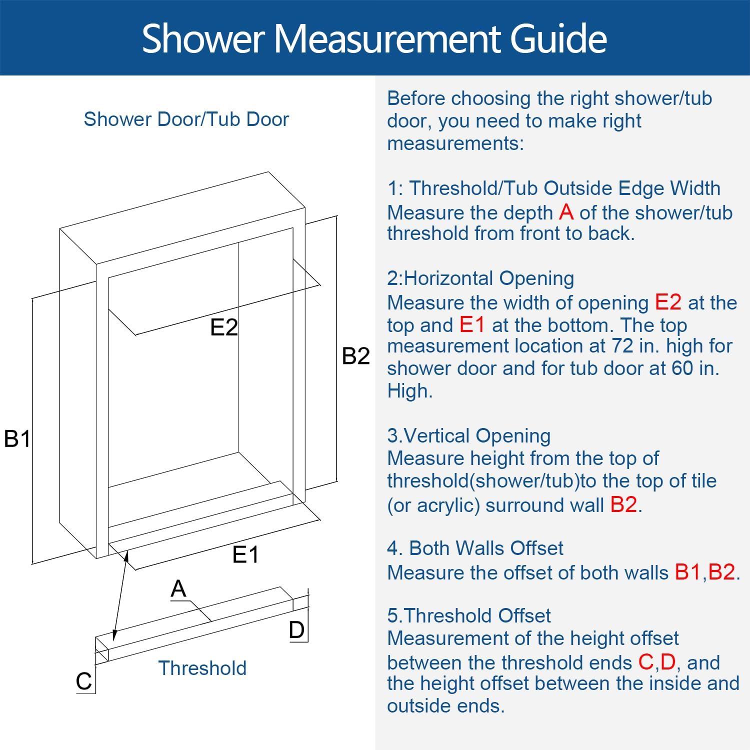 56-60"W x 76"H Frameless Double Sliding Shower Door