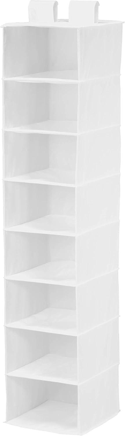 White Polyester 8-Shelf Hanging Closet Organizer with Drawer