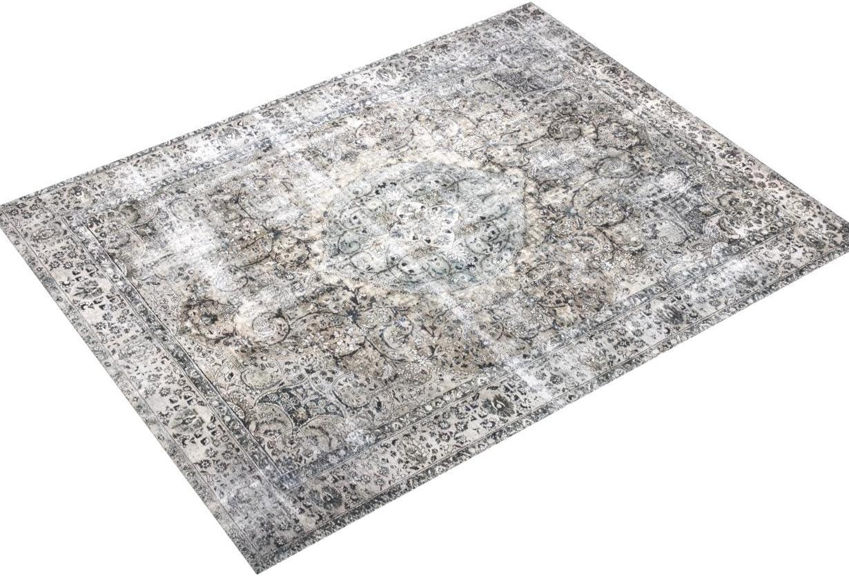 Gray Rectangular 9' x 12' Stain-Resistant Synthetic Area Rug