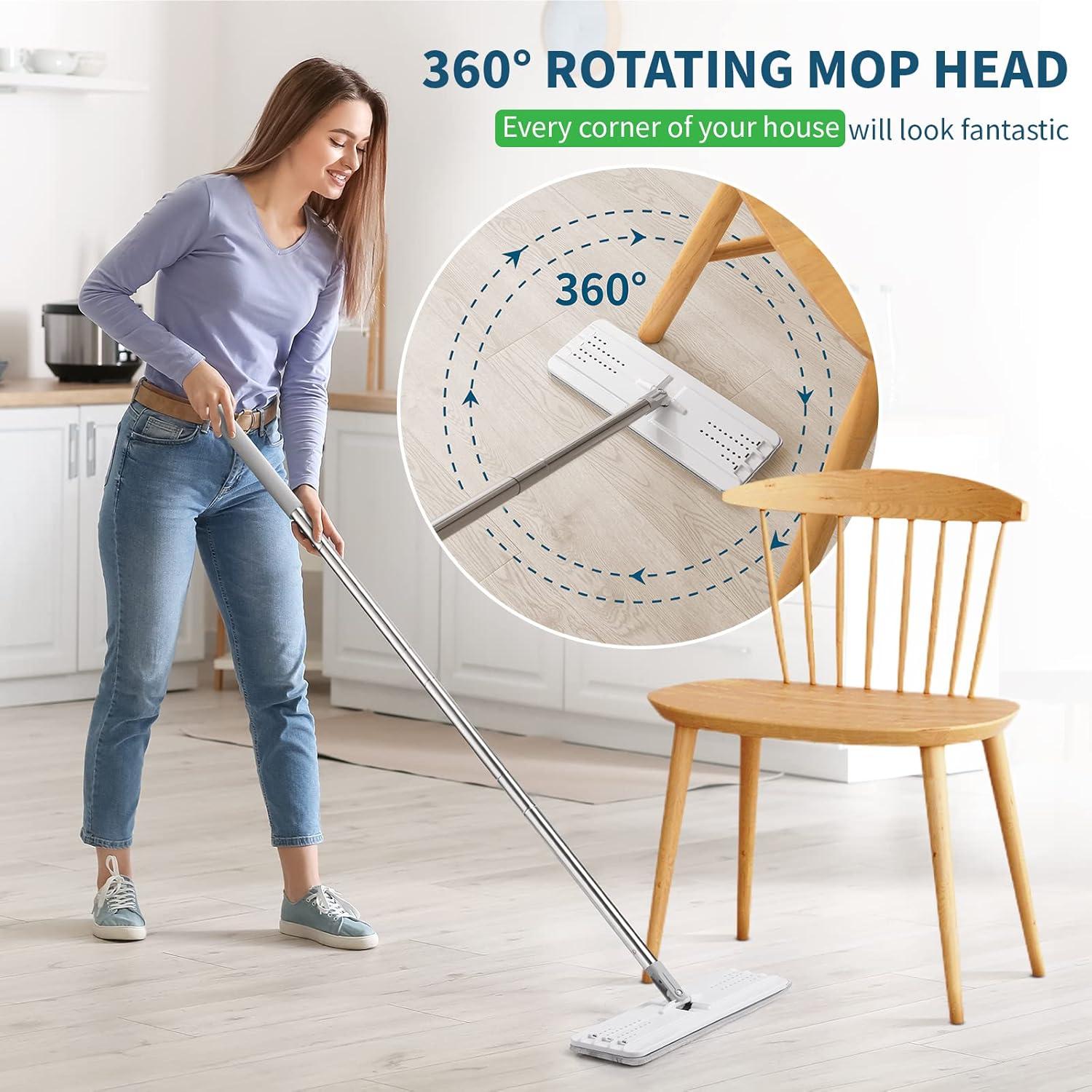 Oshang Oshang Flat Mop and Bucket OG2 - Hand-Free Floor Cleaning Mop - 4 Microfiber Mop Pads Included
