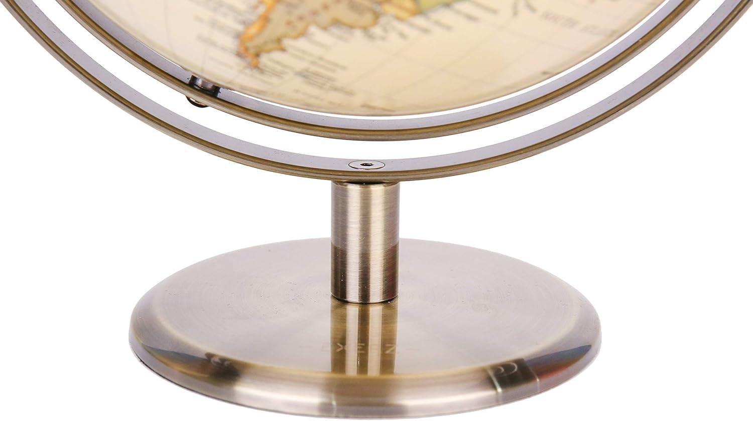 8-Inch Antique World Globe with Bronze Metal Base