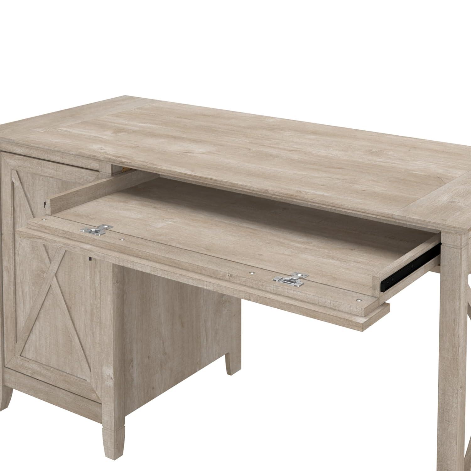Bush Furniture Key West 54" Computer Desk with Storage, Washed Gray