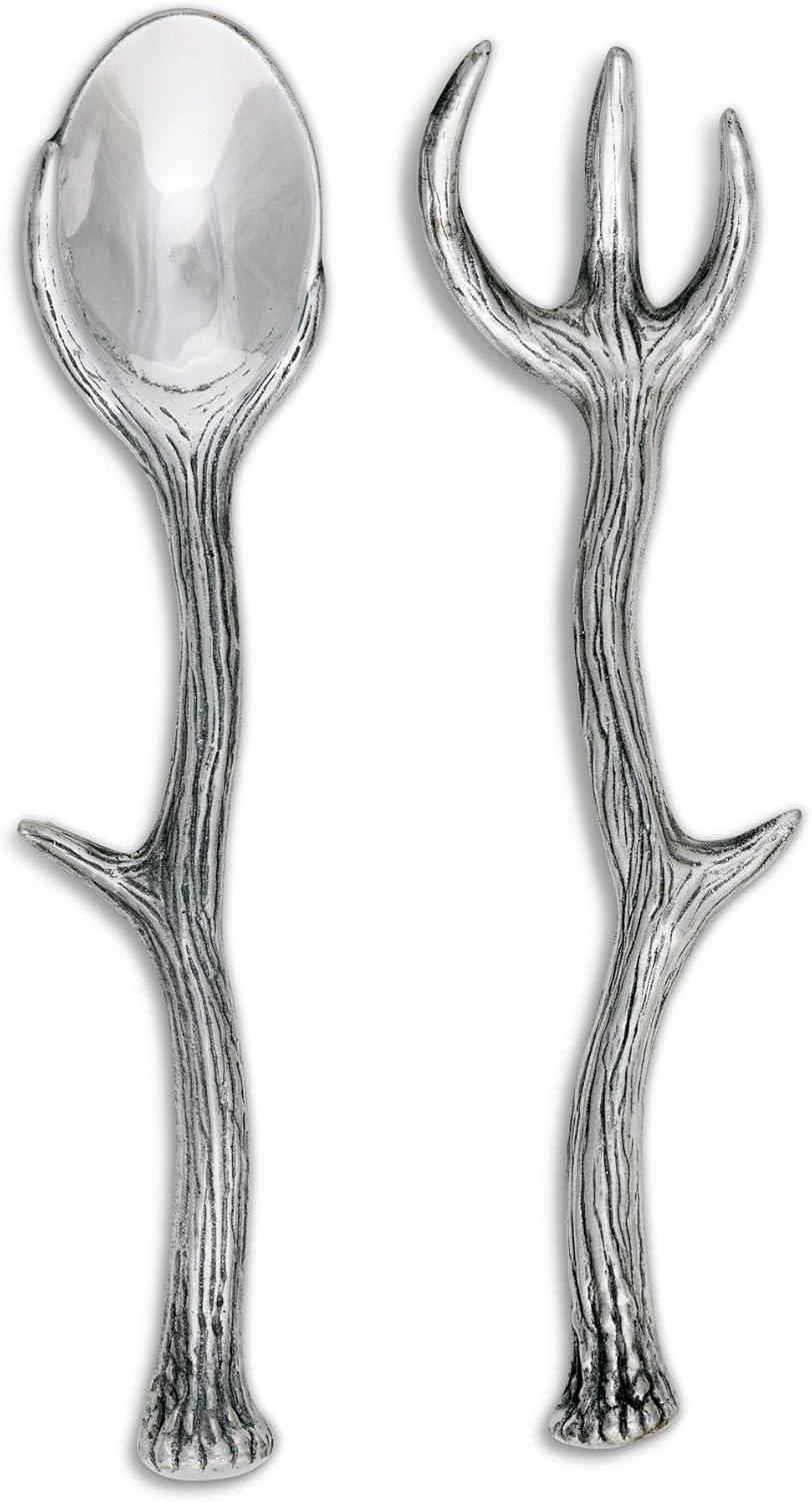 Rustic Aluminum Antler Salad Serving Set, 13.25 inches