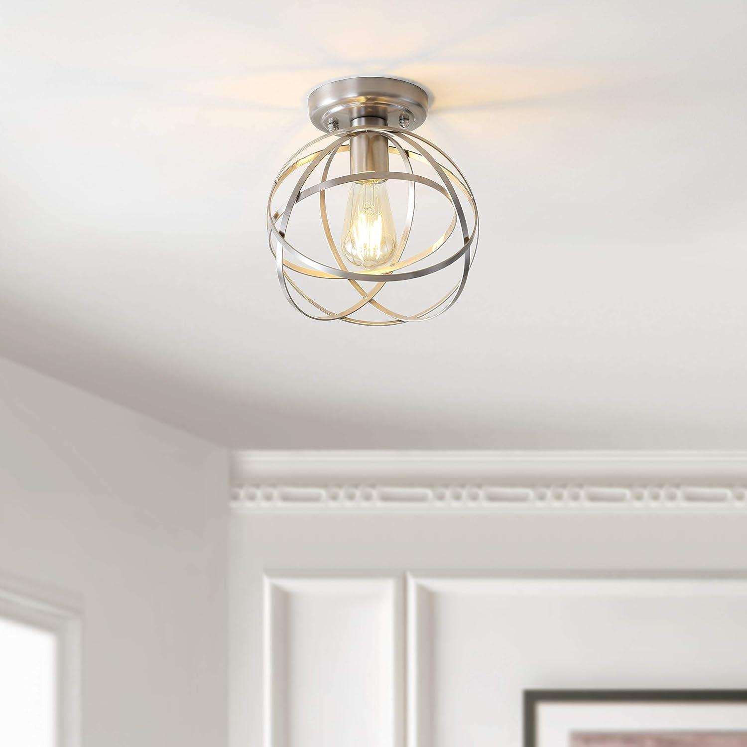 Alba 8.5" Metal Orb LED Flush Mount, Nickel