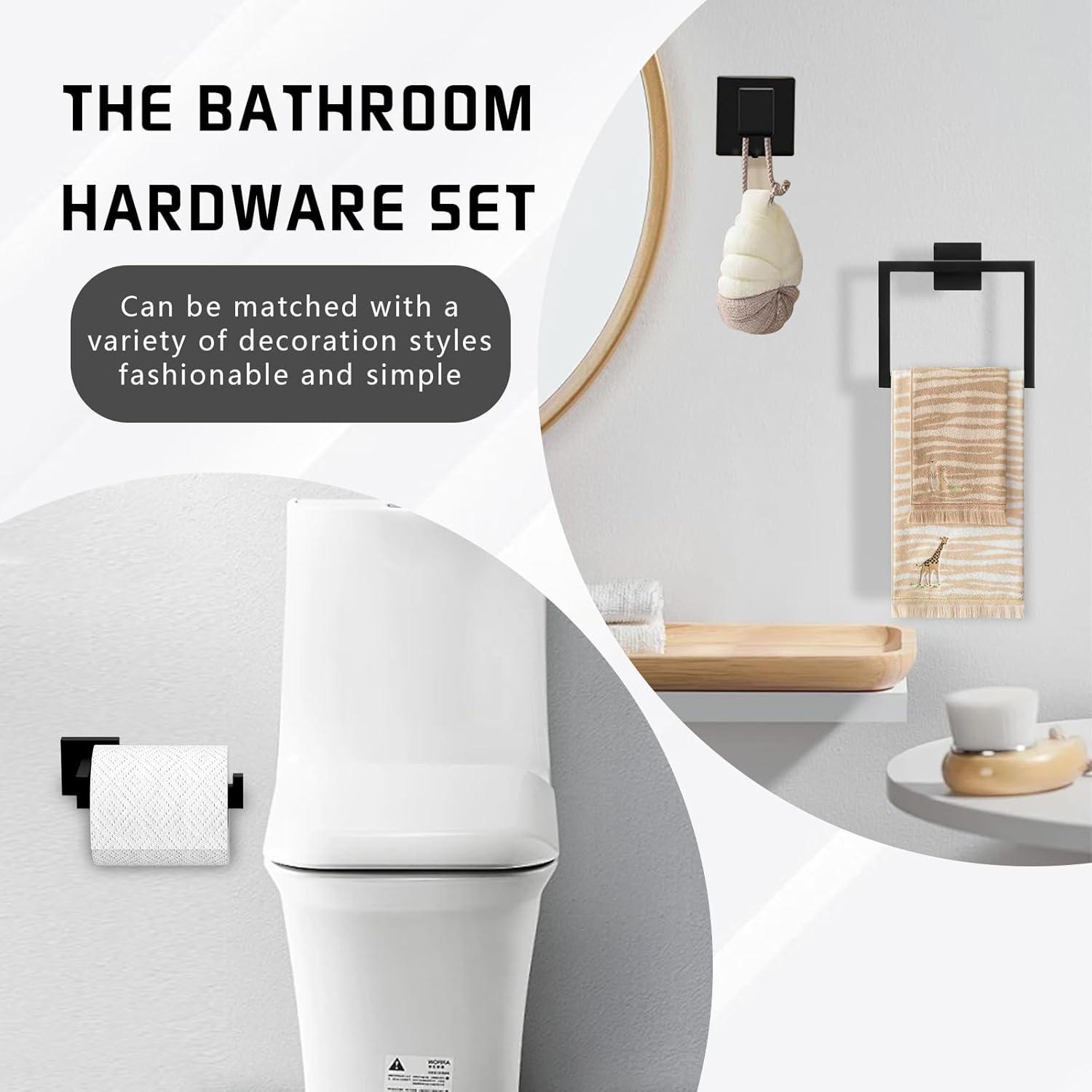 Matte Black Stainless Steel 5-Piece Bathroom Hardware Set