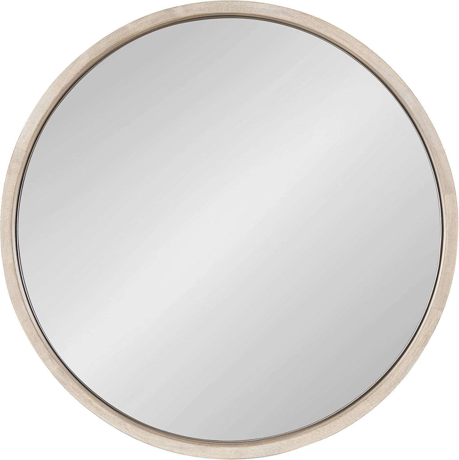 Kate and Laurel Valenti Round Framed Mirror, White 18" Diameter