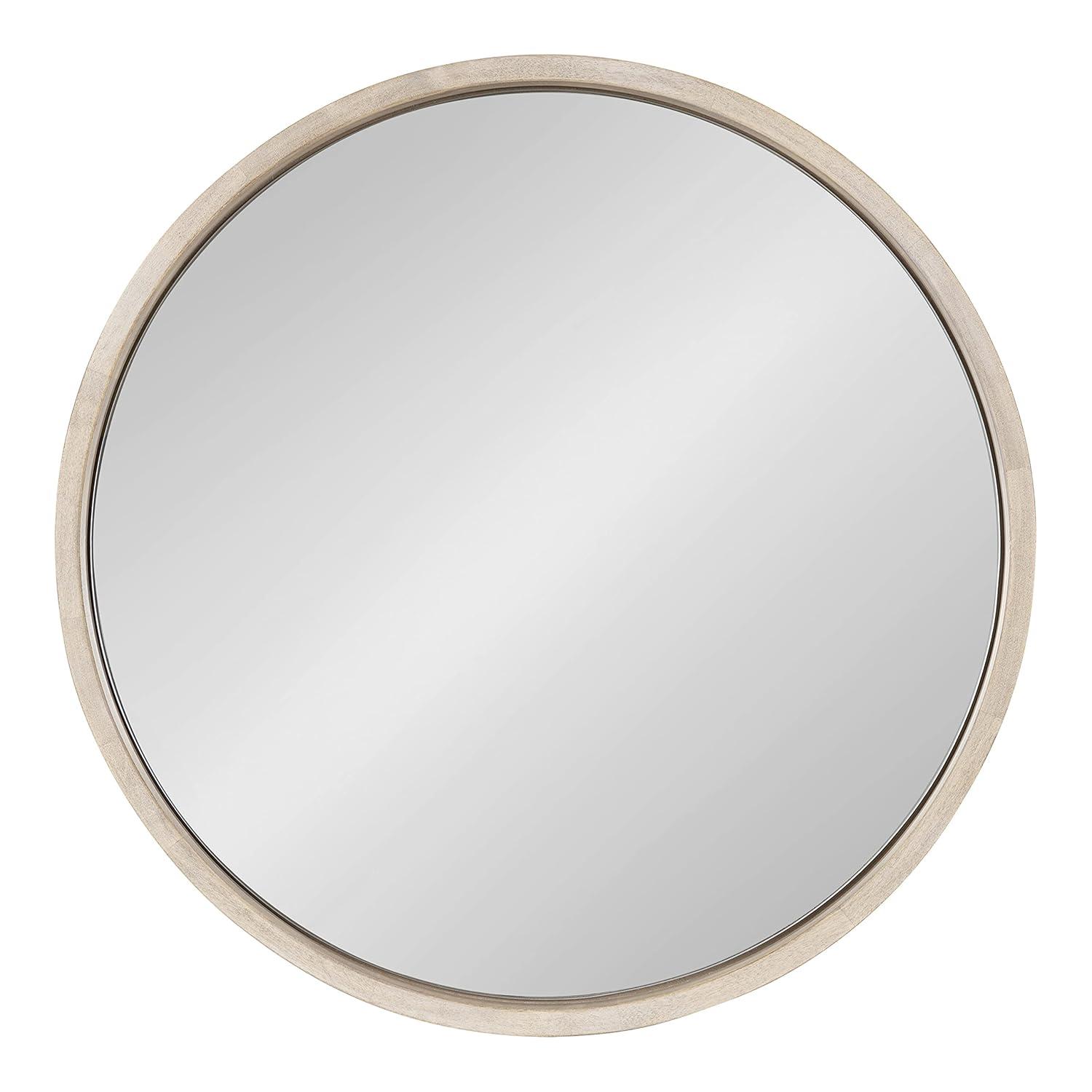 Kate and Laurel Valenti Round Framed Mirror, White 18" Diameter