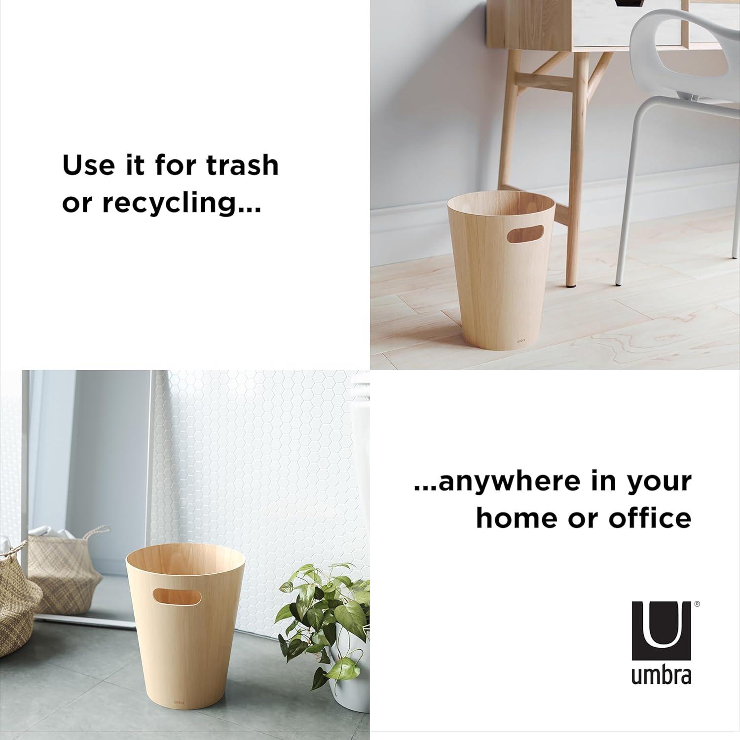 Umbra Woodrow Manufactured Wood Open Waste Basket - 2.25 Gallons