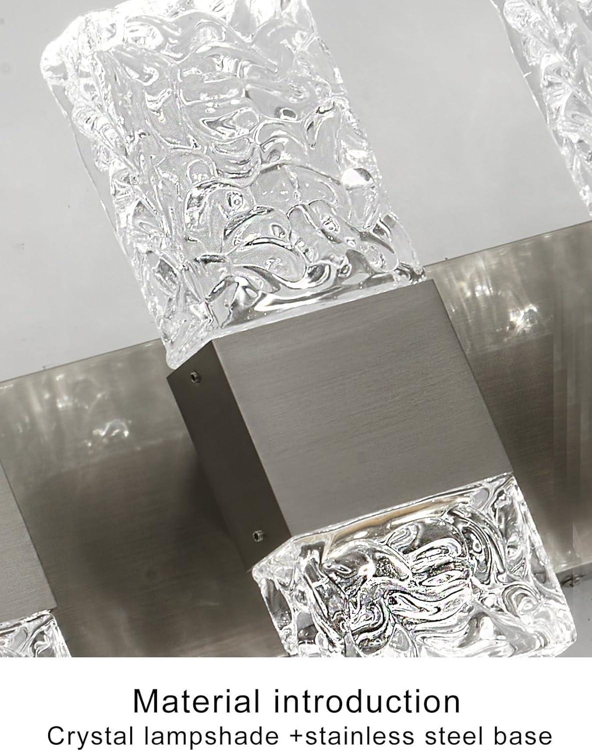 Modern Bathroom Vanity Light fixtures Over Mirror Brushed Nickel Crystal LED Bathroom Lighting fixtures 3 Lights 6000K