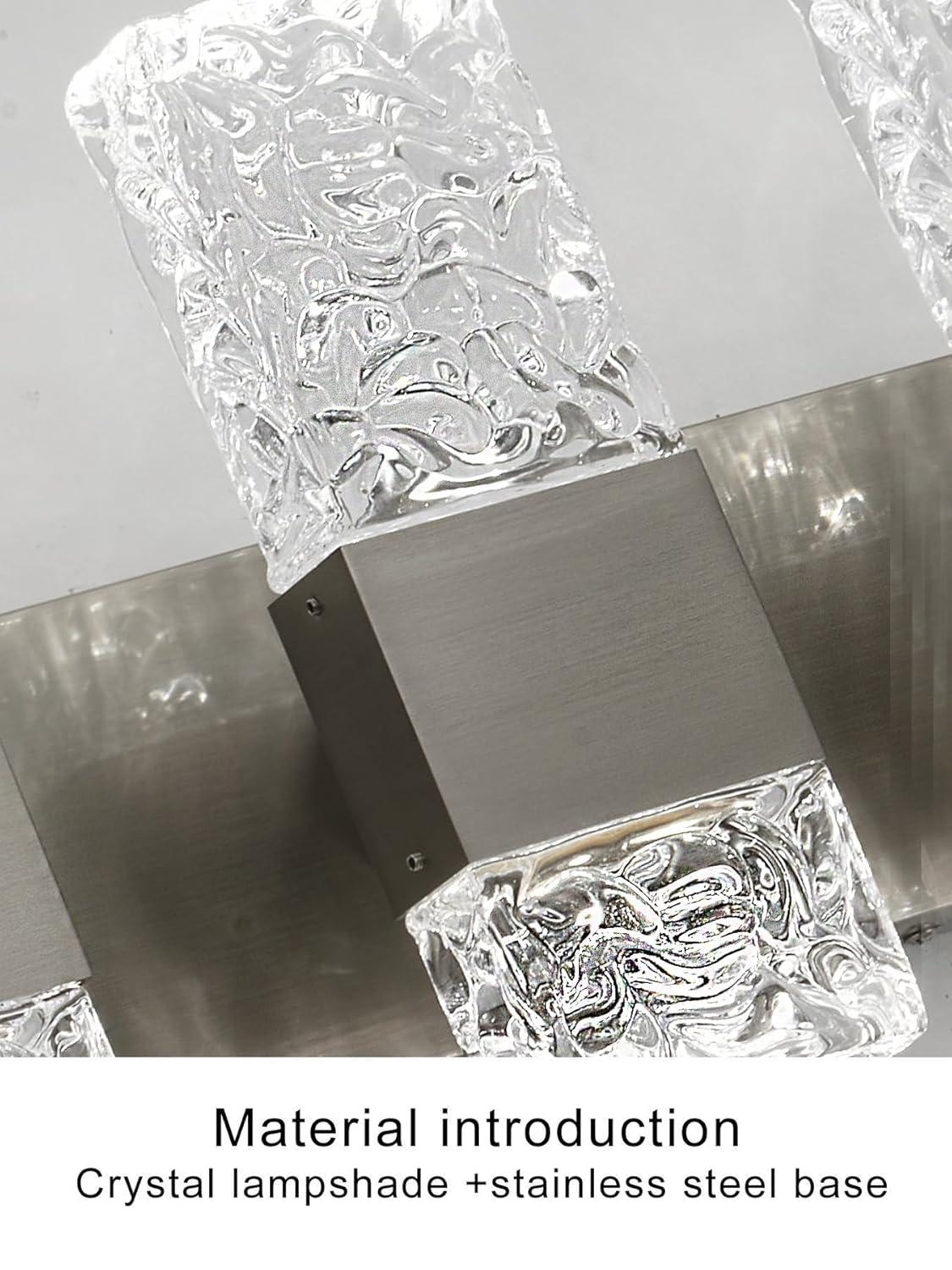 Modern Bathroom Vanity Light fixtures Over Mirror Brushed Nickel Crystal LED Bathroom Lighting fixtures 3 Lights 6000K