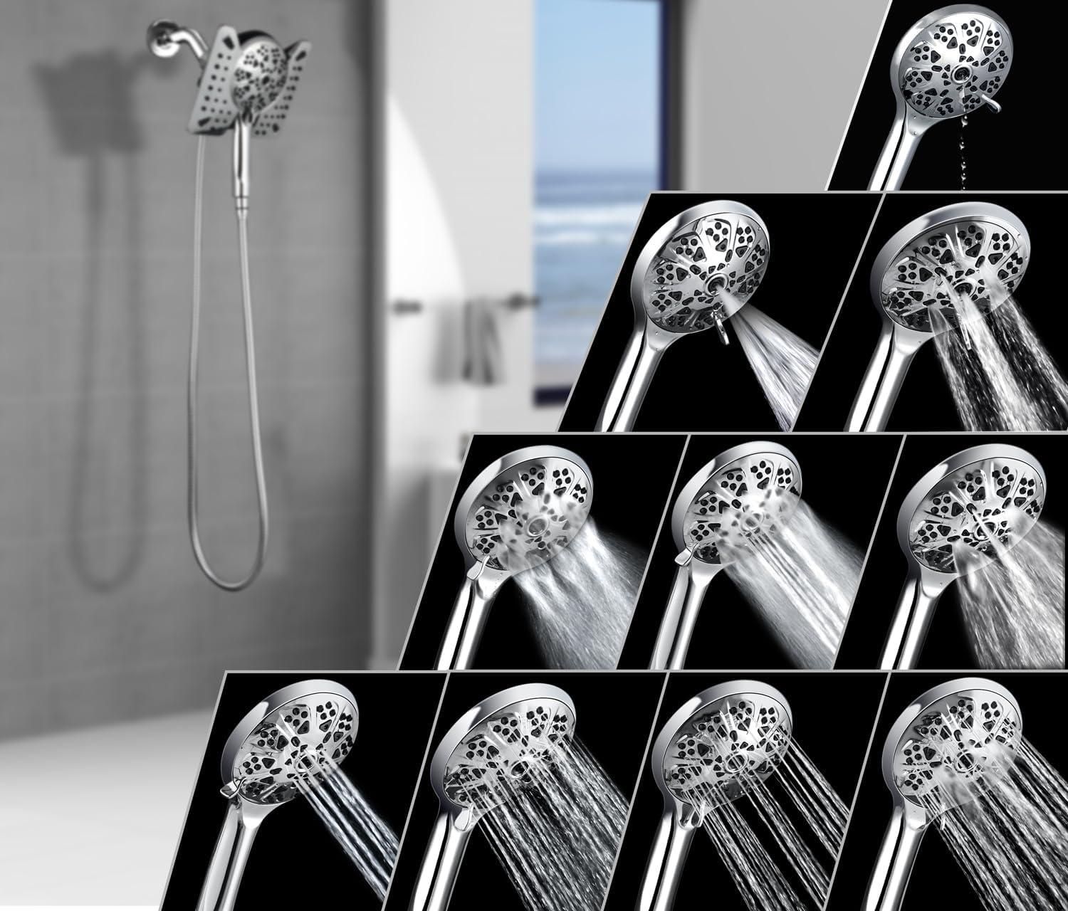 Chrome Dual-Head Handheld Rain and Pulse Shower System