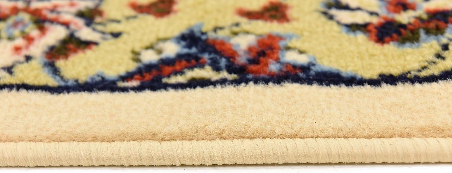 Ivory and Multicolor Rectangular Synthetic Area Rug