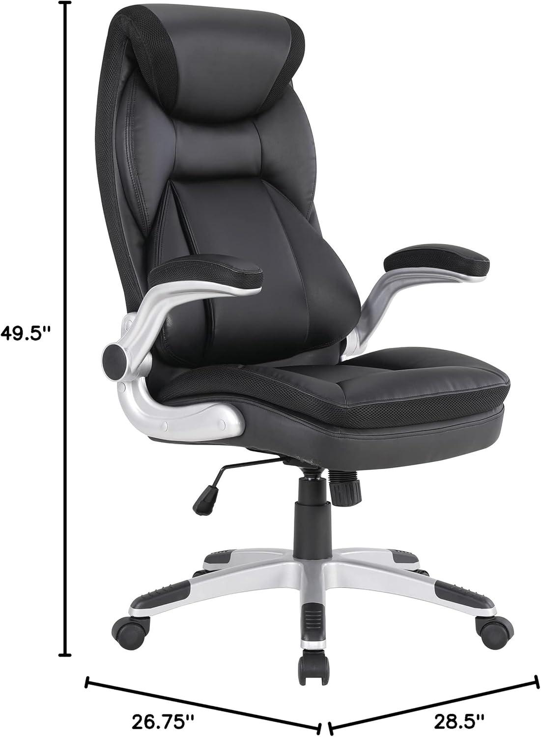 Executive Black Bonded Leather Chair with Silver Coated Nylon Base