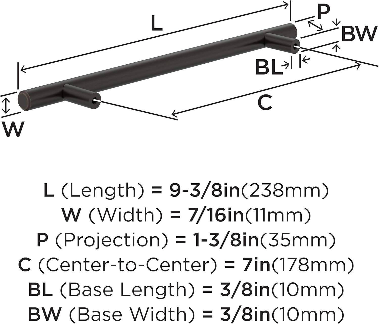 Bar Pulls 7 inch (178mm) Center-to-Center Champagne Bronze Cabinet Pull