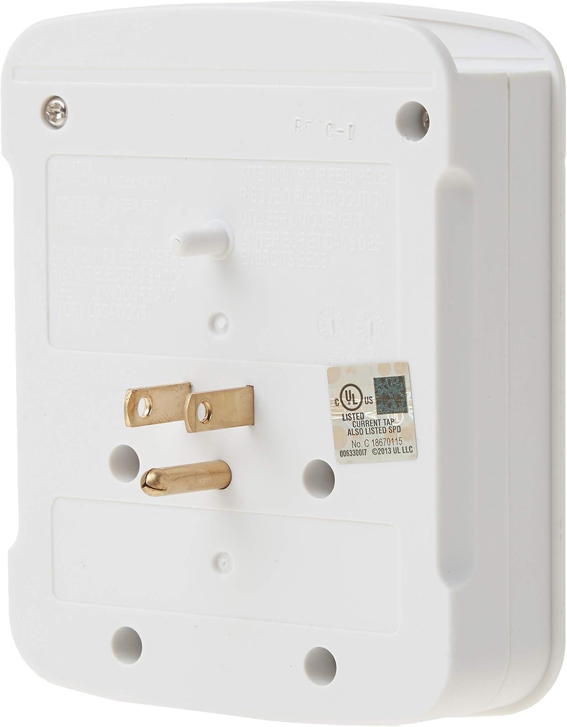 Woods 41076 Power Surge Protector with 6 Outlets, White, 1440J, Each