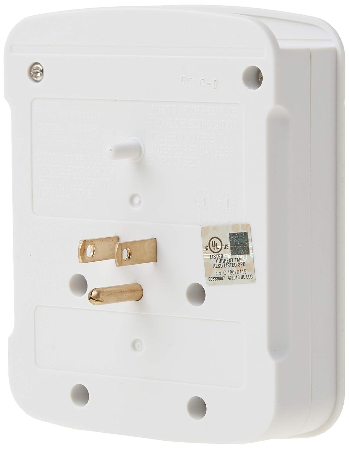 Woods 41076 Surge Protector with 6 Power, 6-Outlet 1440J of Protection