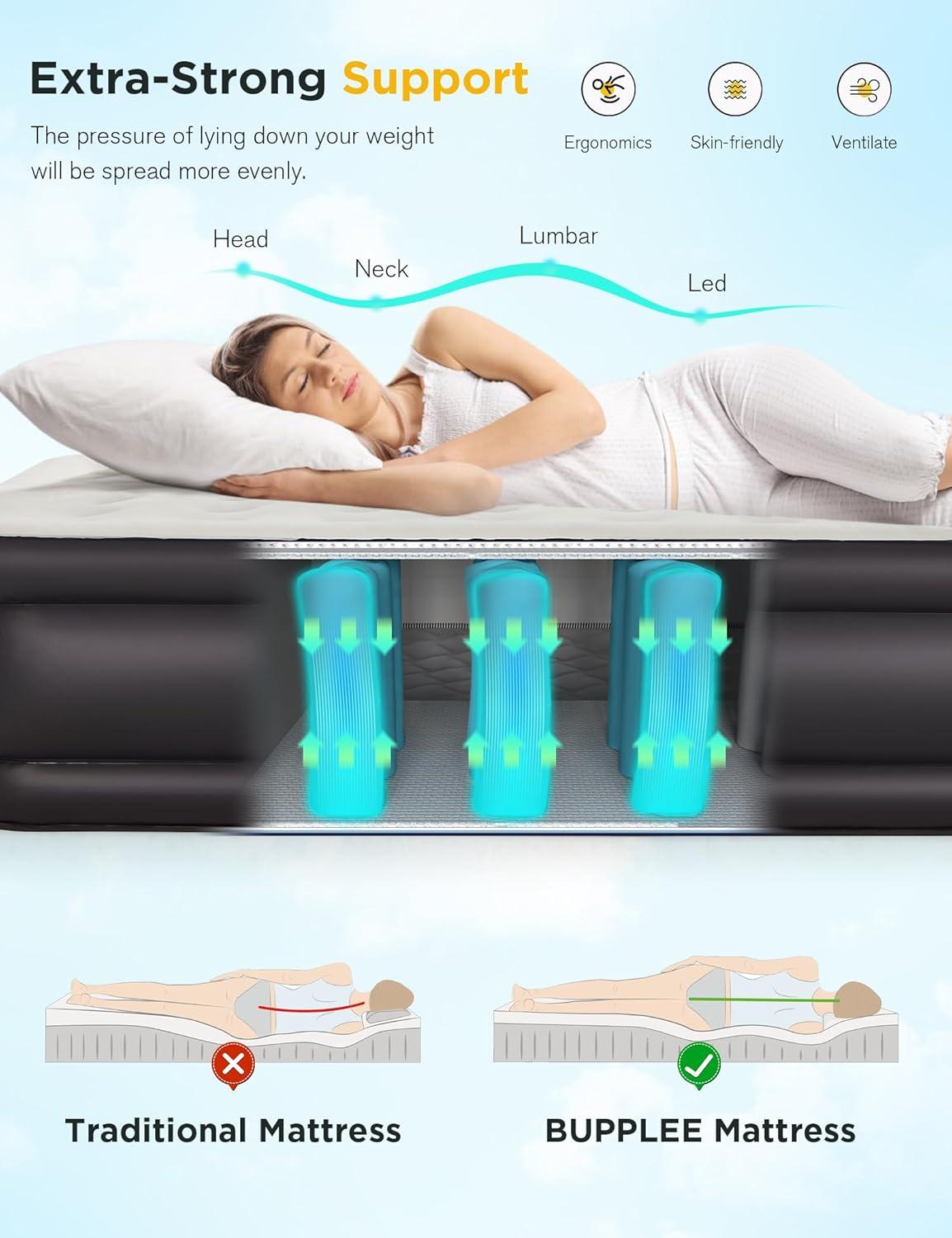 Twin Size Air Mattress with Built-in Pump 18" Raised - 2-Min Set Up, No Odd Smell, 600 lb Support, Foldable Air Bed with Storage Bag, Perfect for Camping, Guests & Home Use