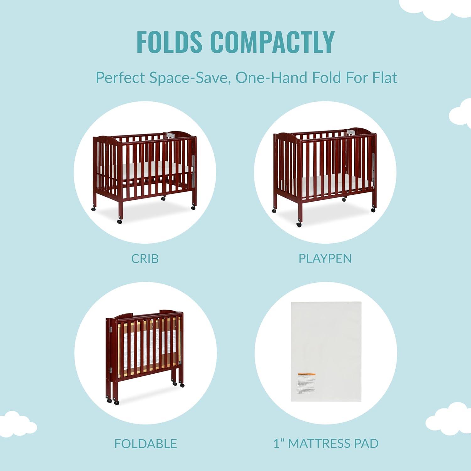 Dream On Me 3 in 1 Portable Folding Stationary Side Crib