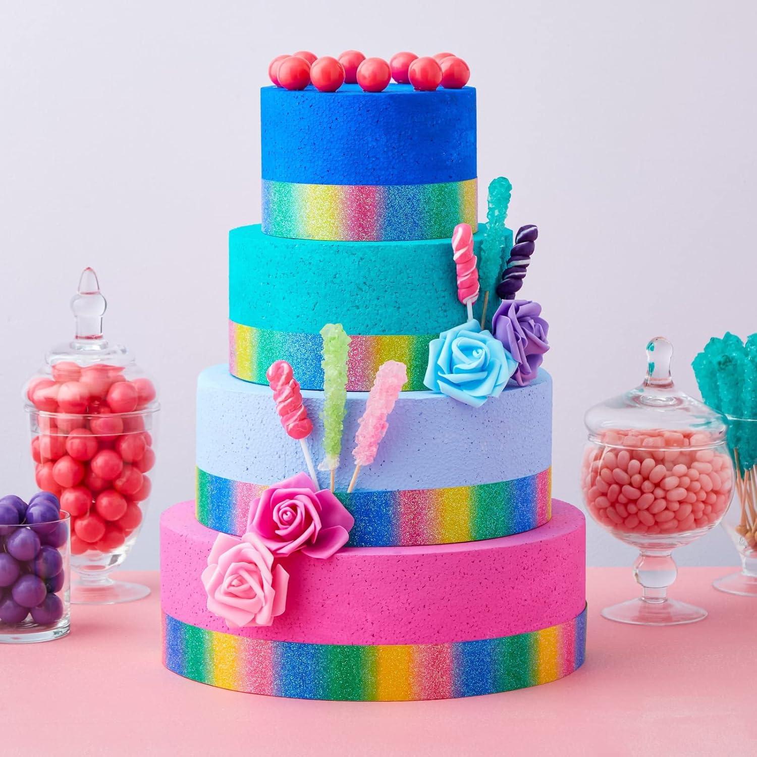 4 Pack Foam Cake Dummy for Decorating and Wedding Display,Sculpture,Modeling DIY Arts,Kids Class,Floral