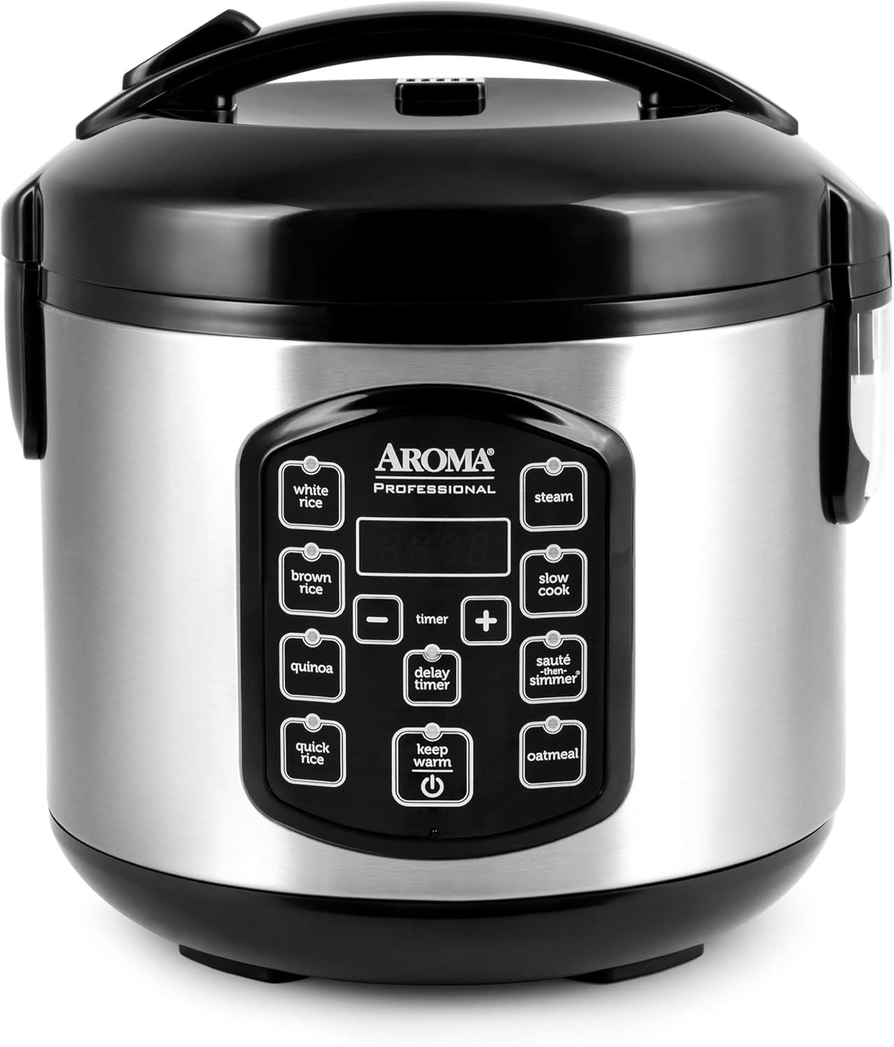 Aroma AROMA Professional Digital Rice Cooker, Multicooker, 4-Cup (Uncooked) / 8-Cup (Cooked), 2 Qt, Stainless Steel Exterior