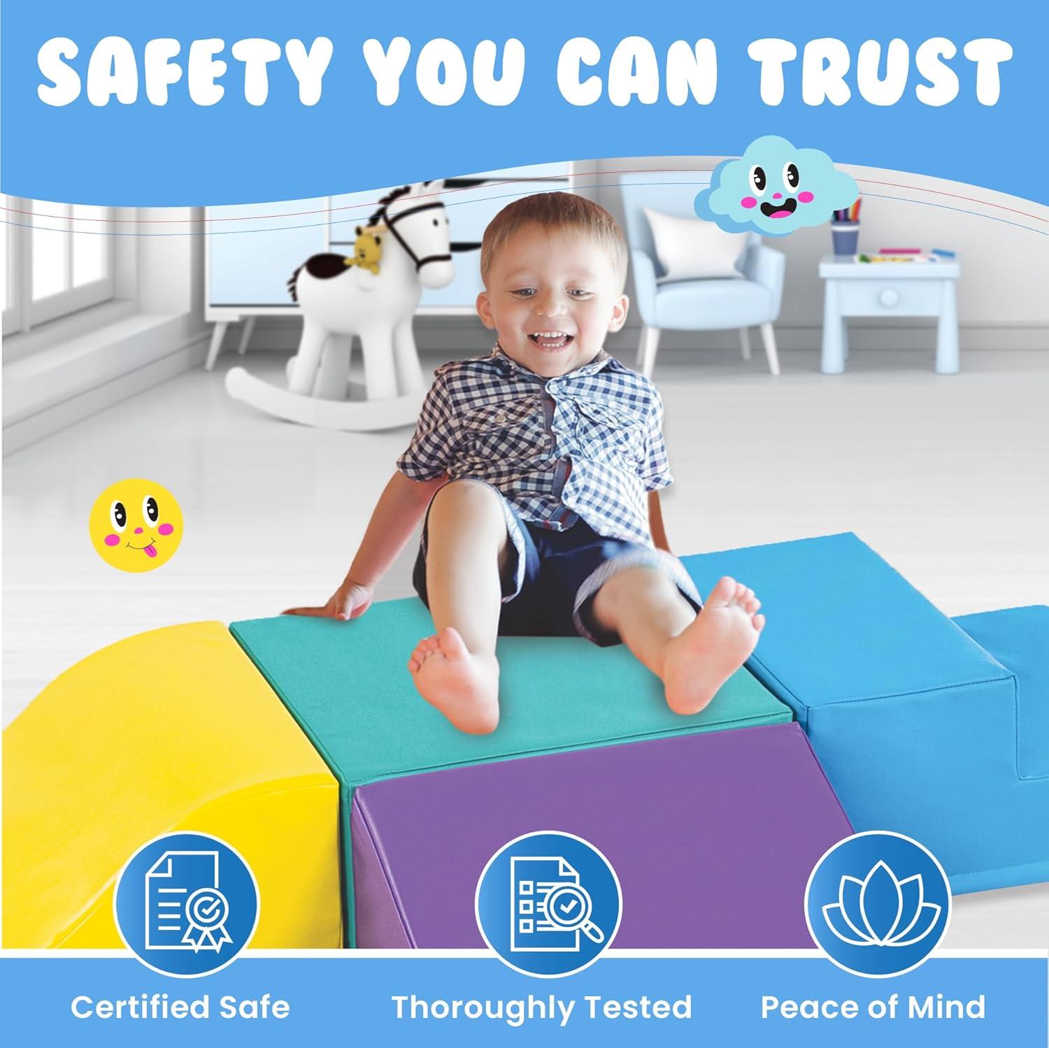 New Bounce Curved Corner Climber Ser - 6 Piece Climbing Set for Toddlers and Babies