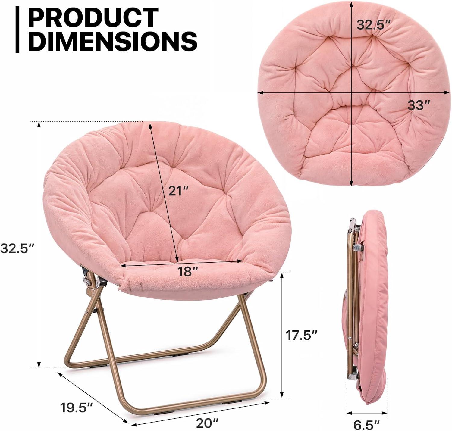 Mercer41 Amey Foldable Round Saucer Chair Portable Dorm Chair Lounge Chair Accent Chair for Bedroom Living Room