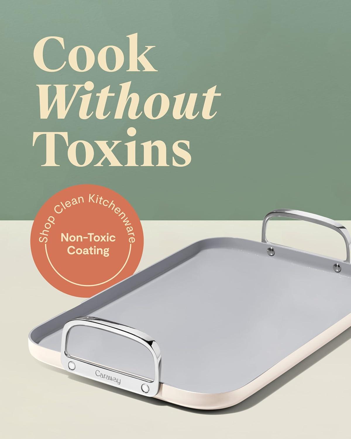 Caraway ® Cream Ceramic Non-Stick Double Burner Griddle