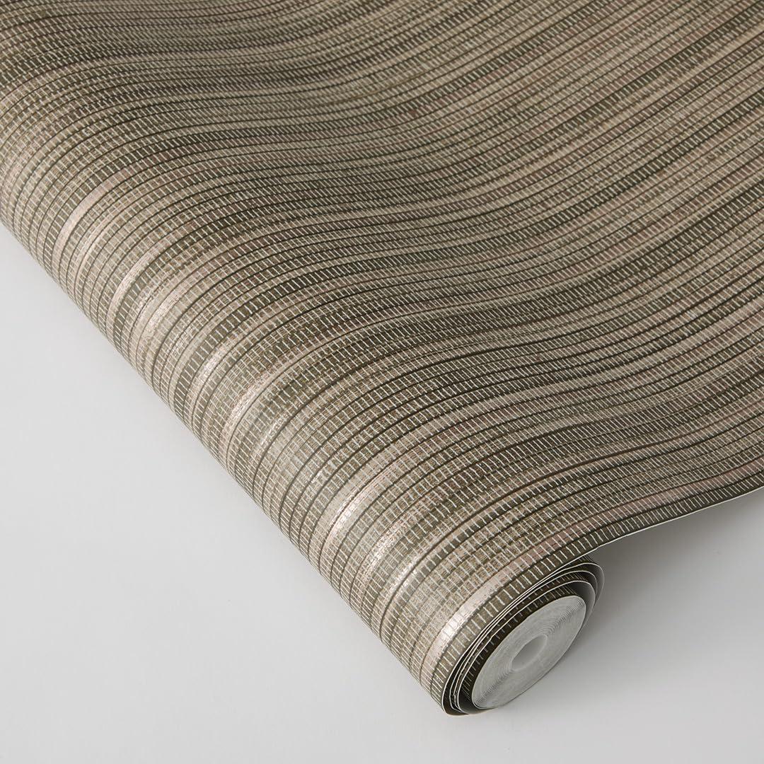 Tempaper & Co. 28 sq ft Faux Grasscloth Removable Peel and Stick Wallpaper Textured Bronze : Vinyl, Self-Adhesive, Thin Stripe Pattern