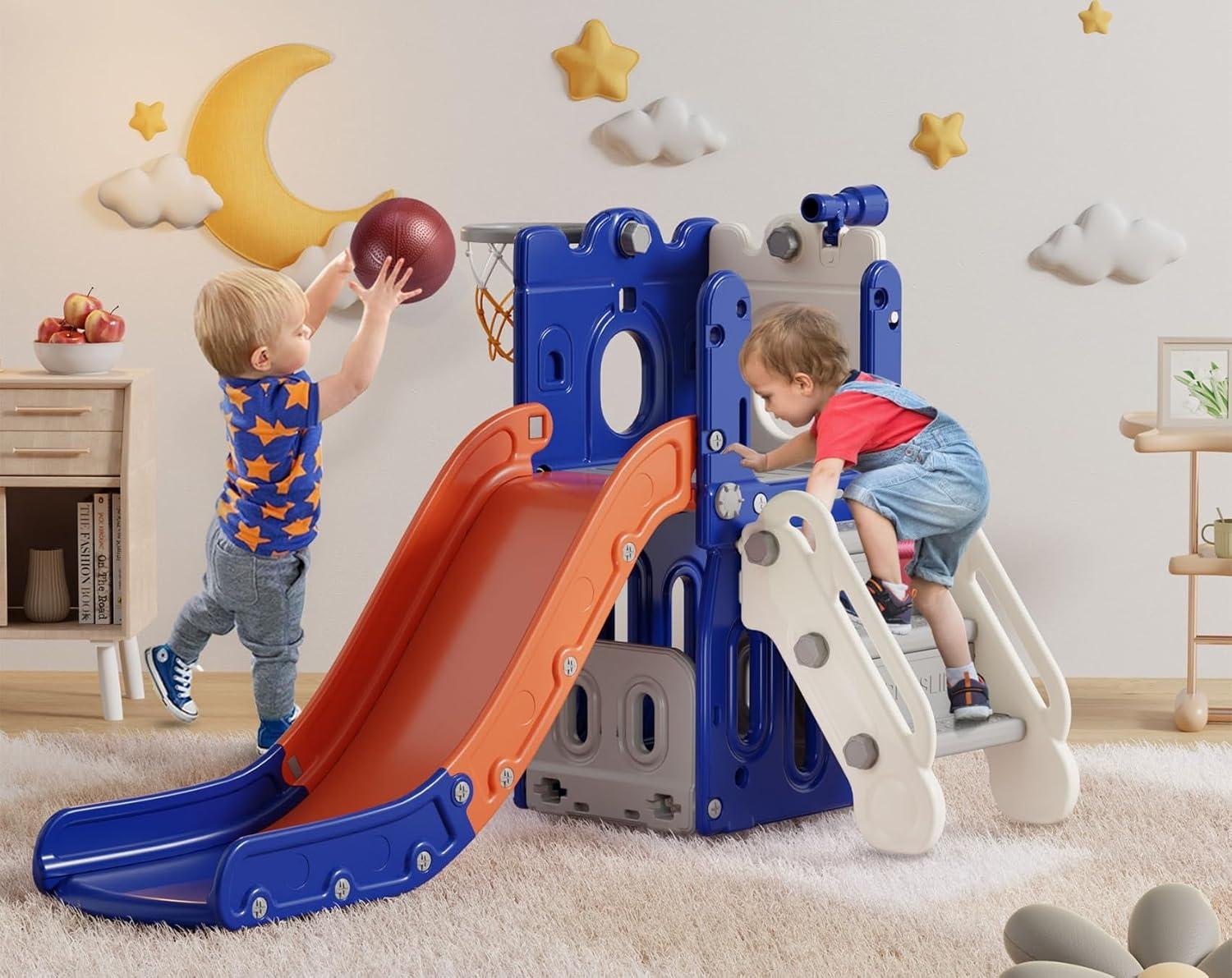7 in 1 Kids Slide, Toddler slide with Climber Outdoor Indoor Slide Playset