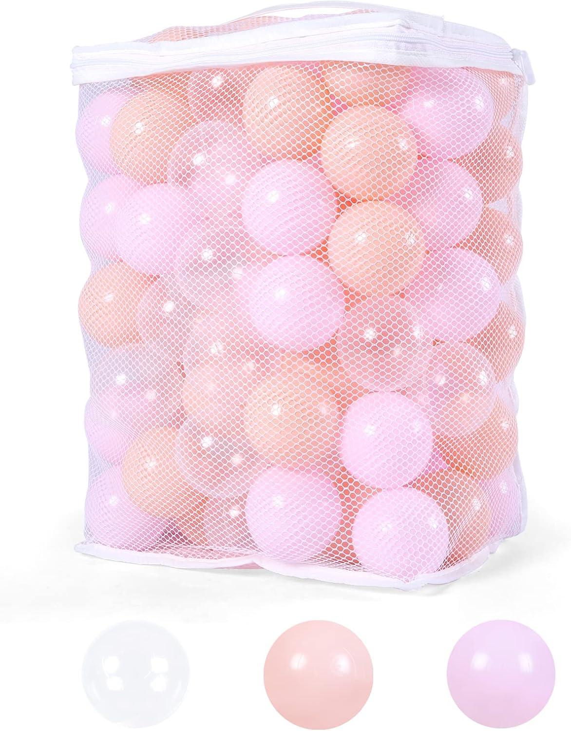 Anvazise 100Pcs Ball Pit Balls Thickened Eco-friendly Smooth Reusable Bite-resistant Hand-on Ability PE Material Macaron Color Pit Balls Kindergarten Toy