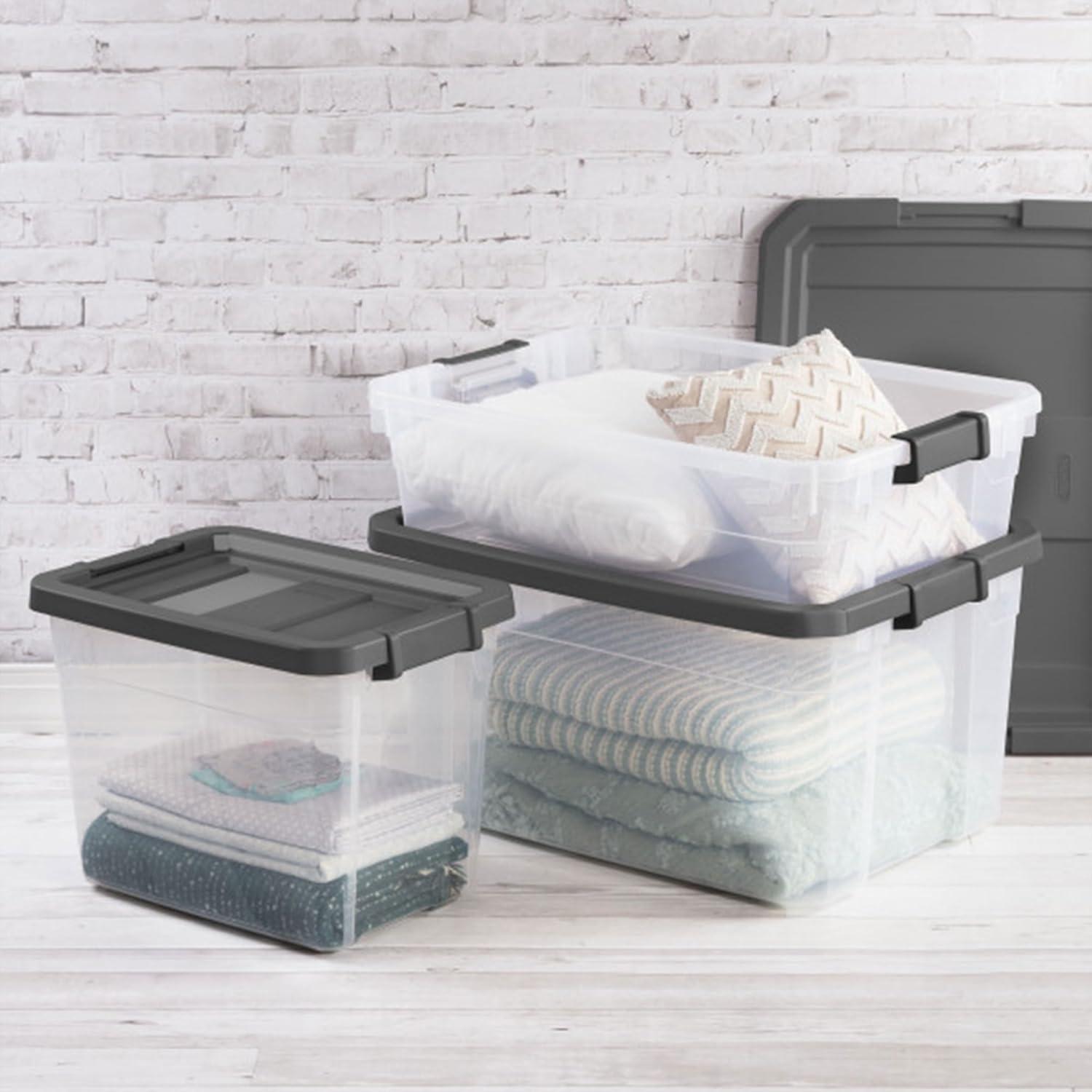 Sterilite 16 Qt. Stacker Box Plastic, Flat Gray
