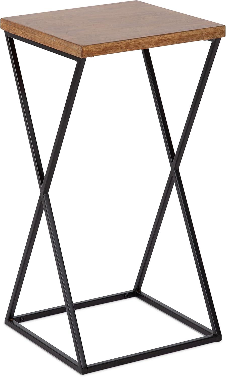 Kate and Laurel Elix Wood and Metal Table and Plant Stand