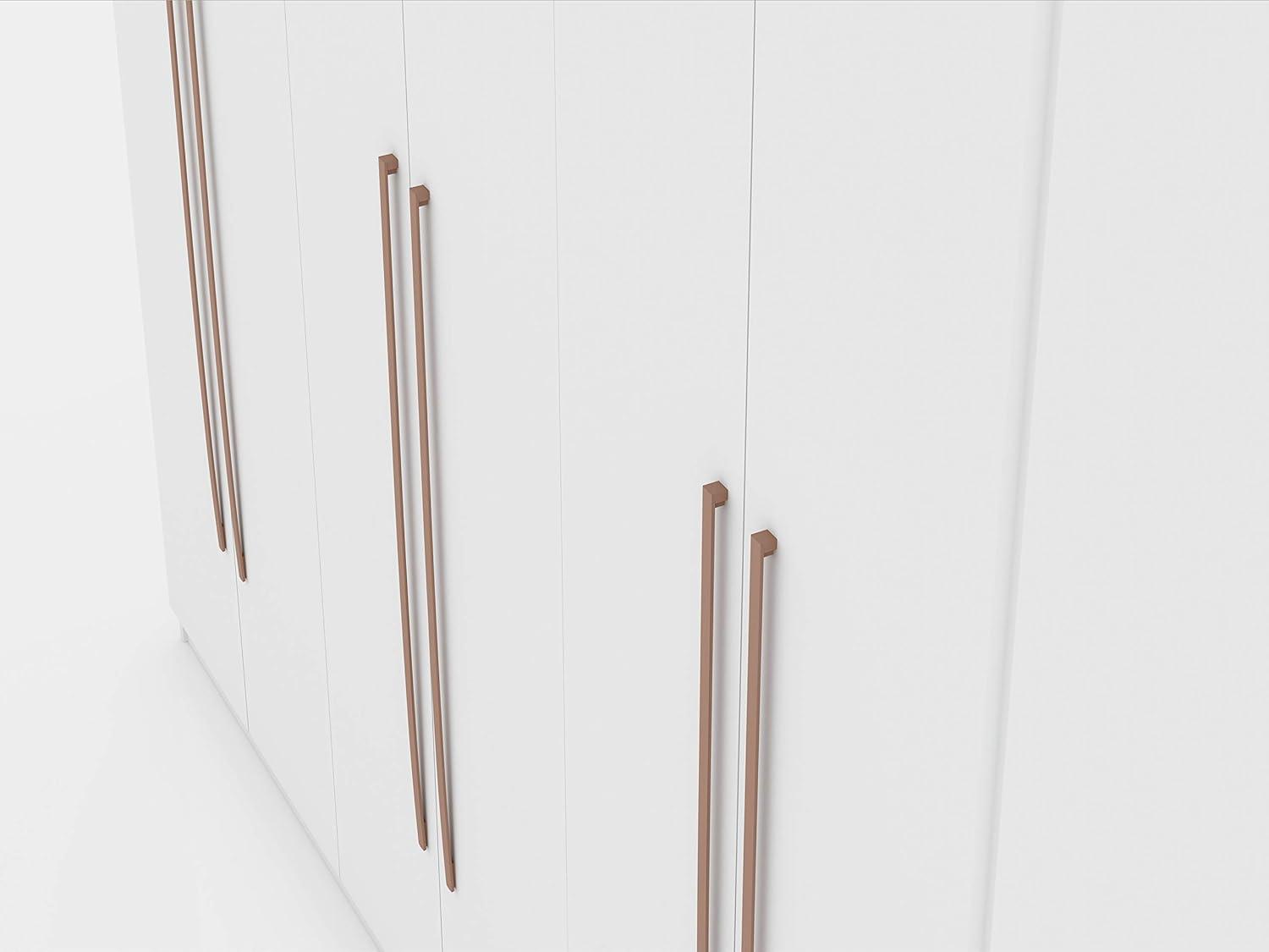 Gramercy Wardrobe Armoire Closet White - Manhattan Comfort: Bedroom Storage, 2 Drawers, 6 Doors