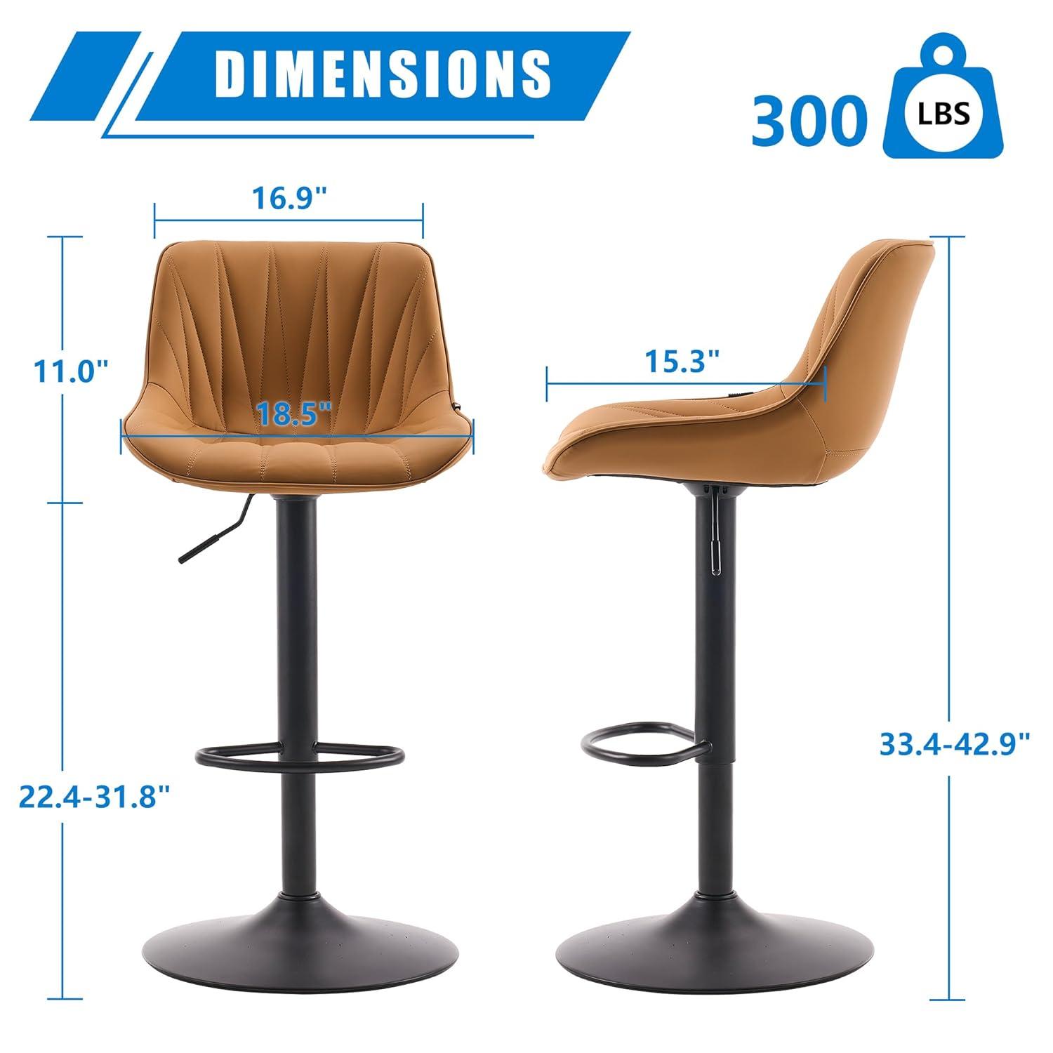 walsunny Swivel Upholstered Adjustable Height Counter Stool with Metal Frame (Set of 2)