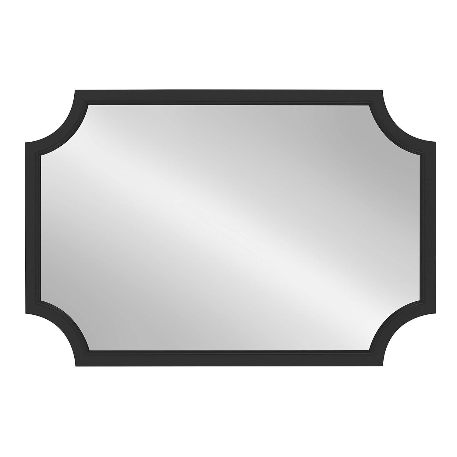 Kate and Laurel 24" x 36" Hogan Framed Scallop Wall Mirror Black : Modern Style, MDF Frame, No Assembly Required