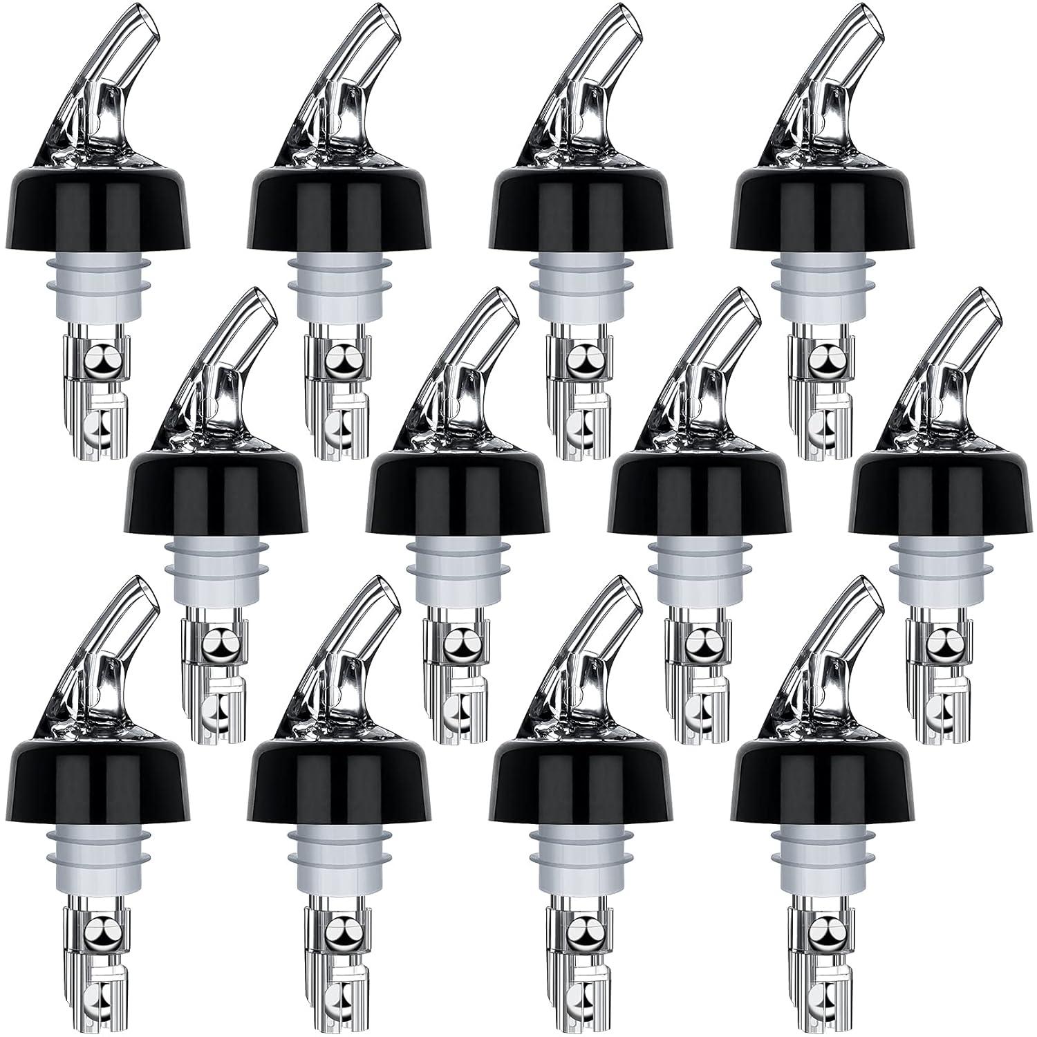 Black and Clear Plastic 30ml Automatic Measured Bottle Pourers Pack of 12