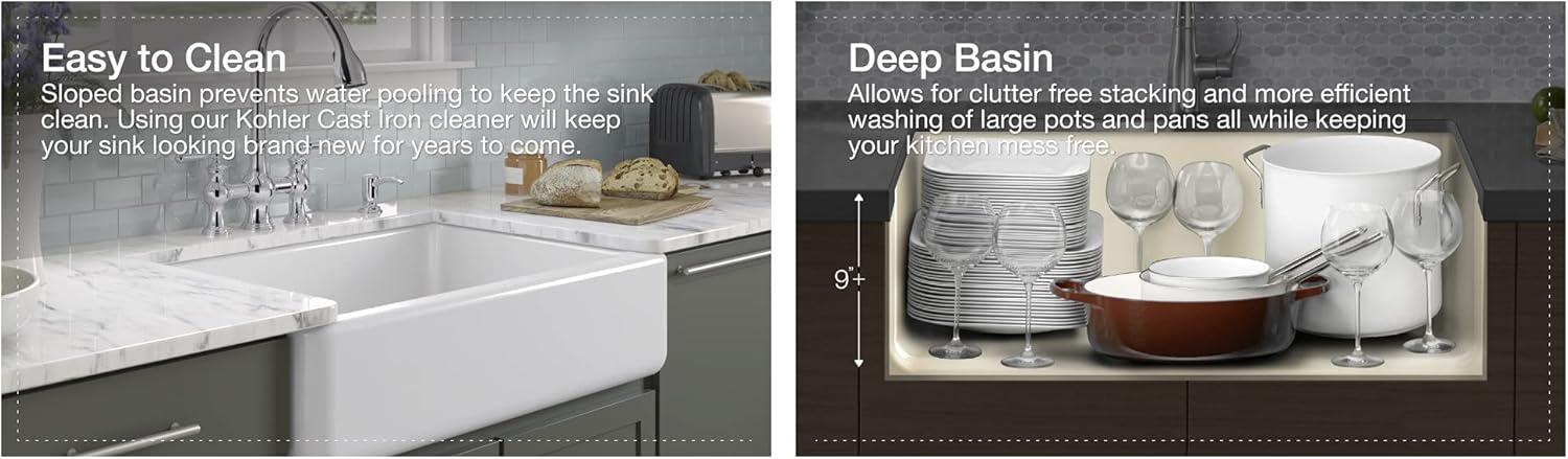 Whitehaven® Self-Trimming 32-1/2" L x 21-9/16" W x 9-5/8" Under-Mount Single-Bowl Sink with Short Apron